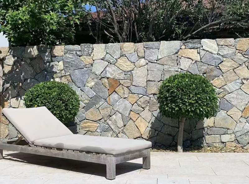 Beautiful exterior view of loose stone cladding on a building facade