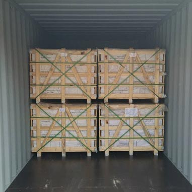 Container showcasing stone products from a manufacturer