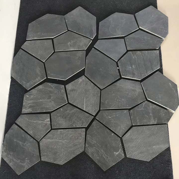 Variety of natural crazy paving flagstone in earthy tones.