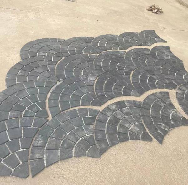Elegant flagstone pavers enhancing a European garden patio