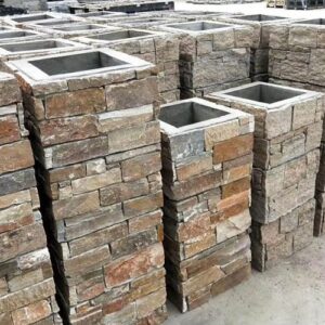 Beautiful stacked stone column with natural textures