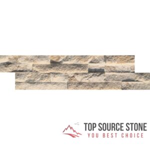 White sandstone split face mosaic tile, 10x36 inches, ideal for walls.