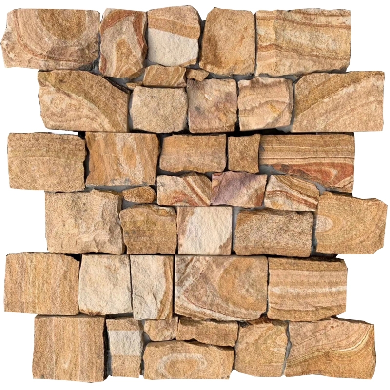 Yellow Stacked Sandstone Ledge A close-up view of yellow stacked sandstone ledge stone