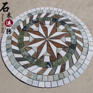 Detailed view of a beautiful stone medallion with intricate patterns