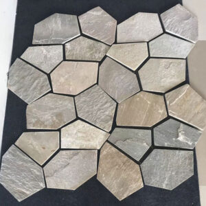 Beige quartz crazy paving flagstone with unique patterns