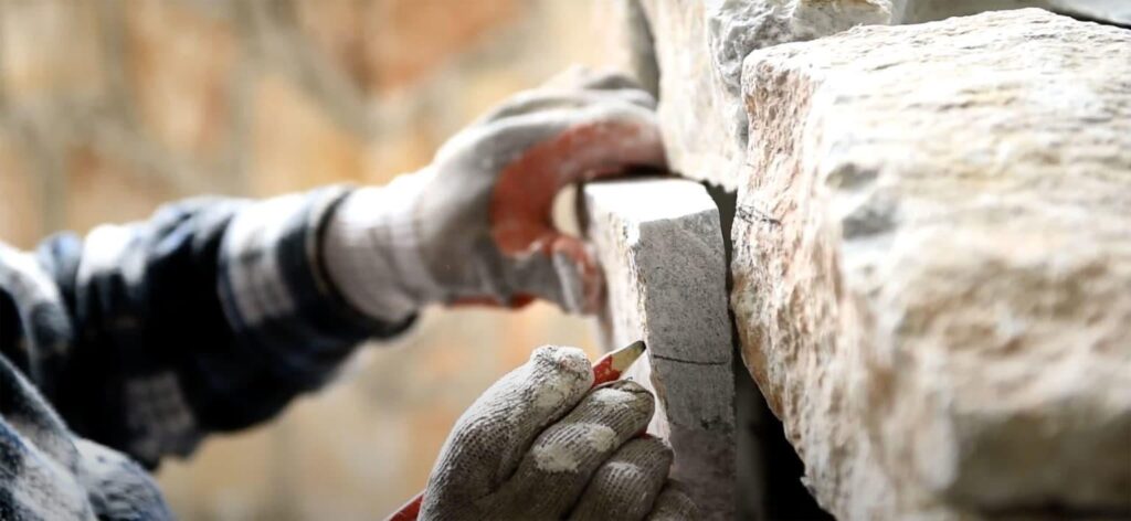 Beautifully arranged stacked stone panels for interior and exterior design.