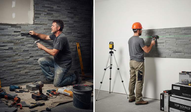 Comparison of DIY and professional stacked stone installation costs on wall panels