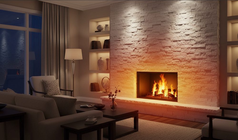 Glacier white quartzite interlocking stacked stone panels for wall cladding