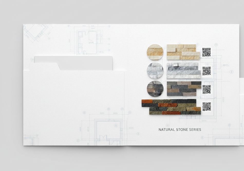 A detailed view of the OEM stone sampling process for customized stone veneer production.