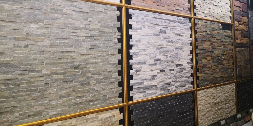 Interior of a showroom showcasing beautiful ledger stone
