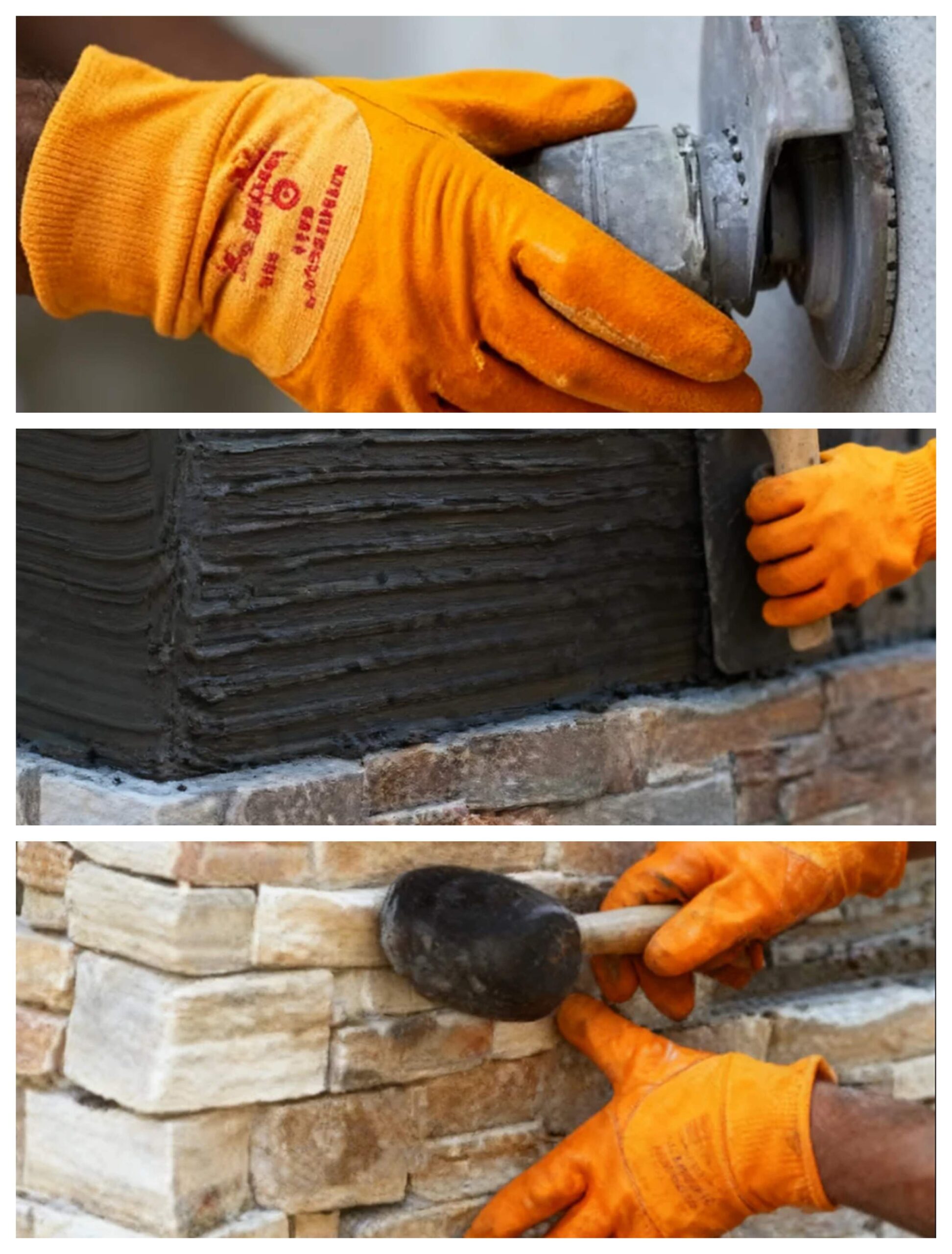 Step-by-step installation of stone cladding panels