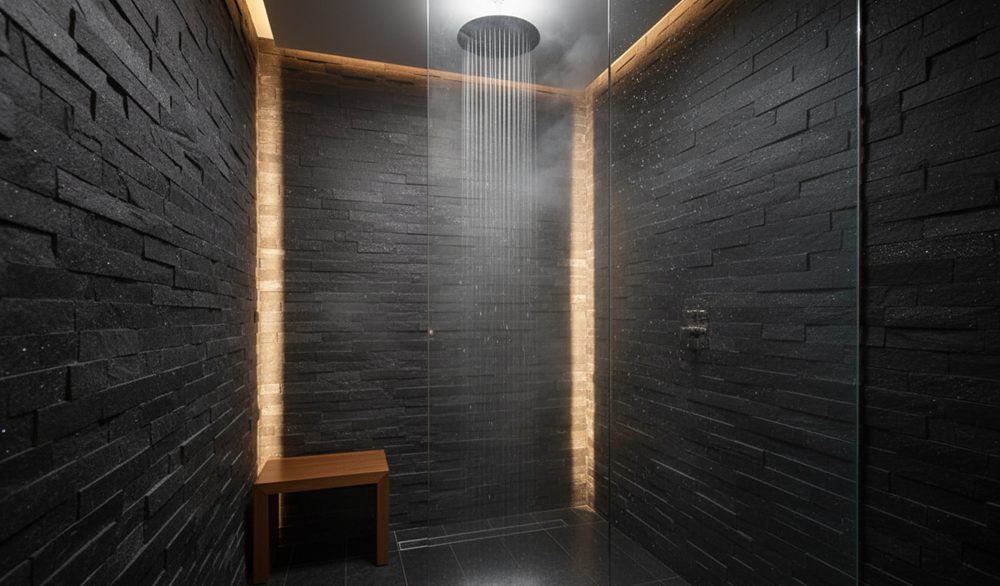 Carbon black slate stacked stone panels with natural split face texture for exterior and interior wall cladding