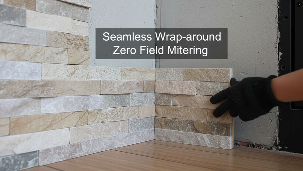 Modern stacked stone fireplace with proper installation and safety features