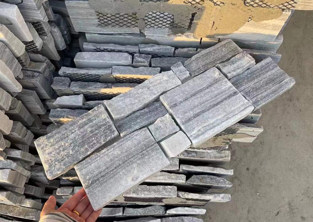 Natural quartzite Z-shape stacked stone panels for wall cladding