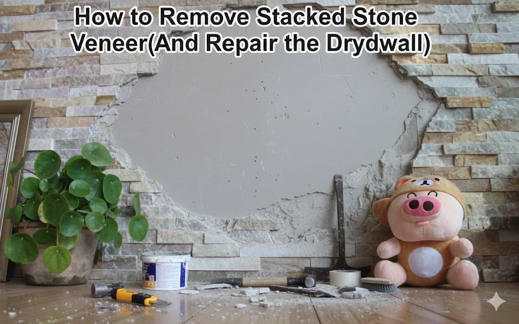 Professional removal of stacked stone veneer from a wall