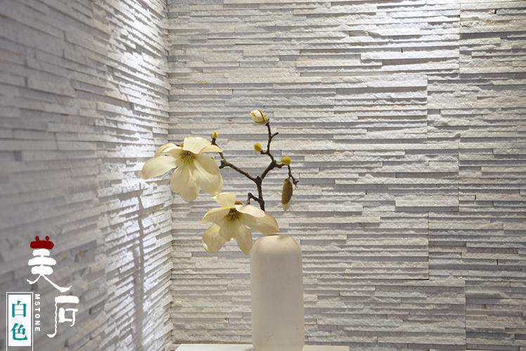 Beautiful stacked stone wall design in natural hues