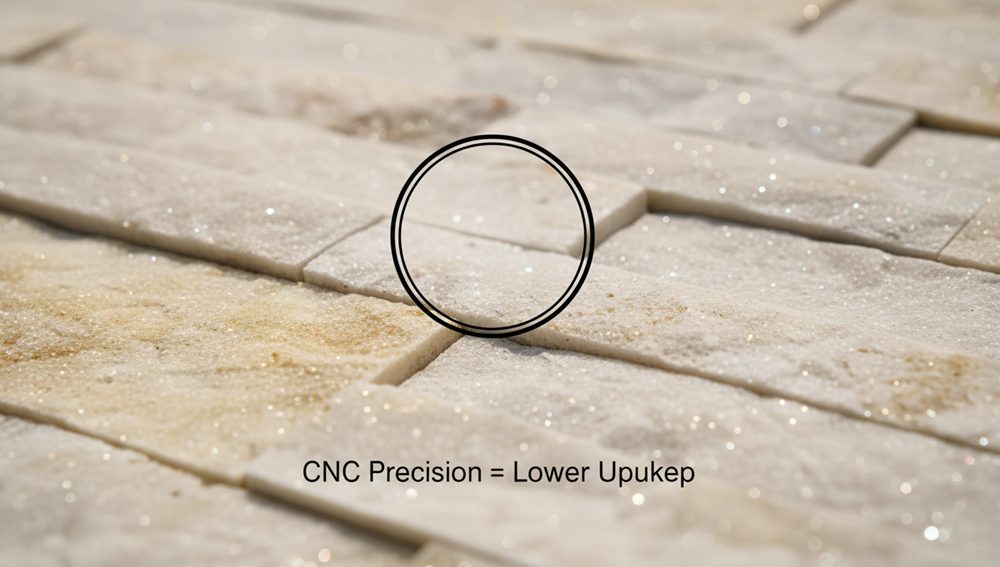 Comparison chart showing long-term cost benefits of natural stacked stone versus faux veneer