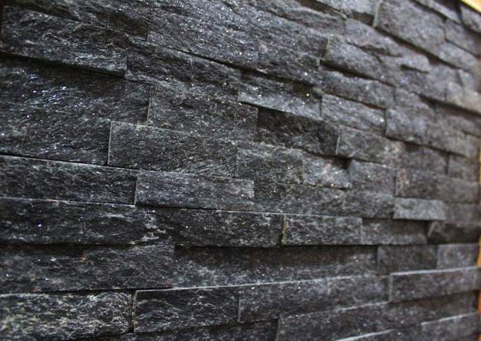 Stylish black quartzite stone veneer panels for modern interiors