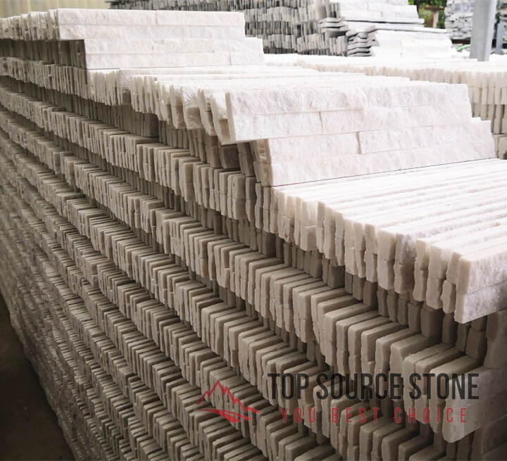 WHITE SPLITFACE QUARTZITE TILE CLADDING 10X36CM