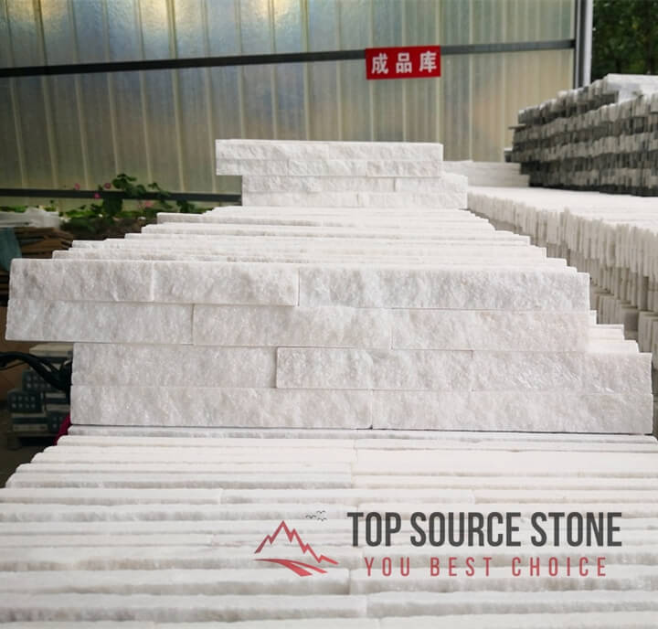 White Quartz Split Face Mosaic Tile for feature walls
